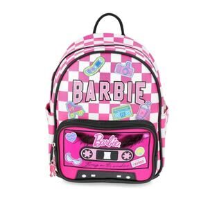 Barbie Womens Pink White Checker Pattern Backpack Purse Fashion Travel Bag
